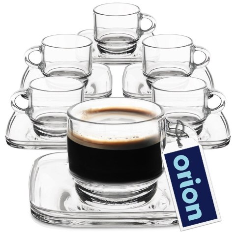 VELKOOBCHOD ORION, spol. s r.o. Filiżanki do Espresso LAV Szklane 75 ml Przezroczyste z Uchwytem 6 szt.
