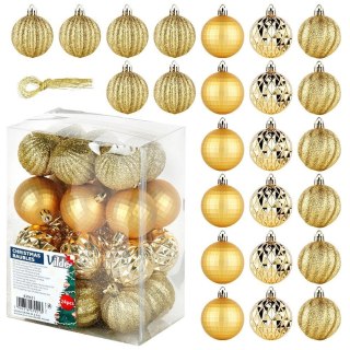 Grupa Orion Sp. z o.o. Bombki Choinkowe VILDE Złote 5 cm 24 szt. Nietłukące Matowe i Brokatowe