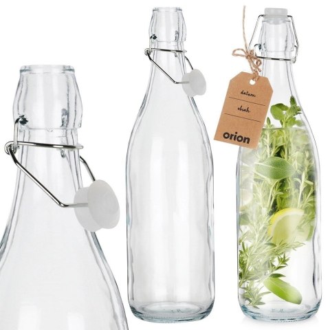 Grupa Orion Sp. z o.o. Butelka z Klipsem Szklana ORION 1 L Szczelna Retro Przezroczysta