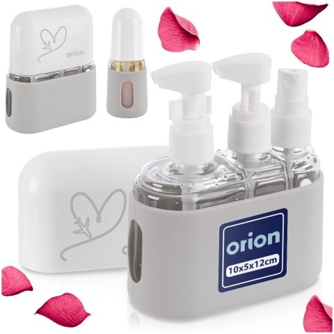 Grupa Orion Sp. z o.o. Butelki Pojemniki Podróżne ORION w Etui 4 el. na Kosmetyki do Samolotu
