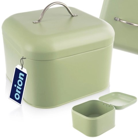 Grupa Orion Sp. z o.o. Chlebak Metalowy ORION GREENISH 20x20x17 cm Zielony Kompaktowy na Chleb