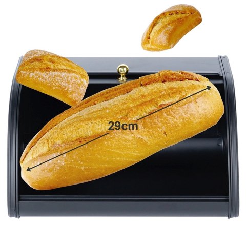 Grupa Orion Sp. z o.o. Chlebak Pojemnik na Chleb Metalowy Czarny Solidny VILDE 30 x 26,5 x 17,5 cm
