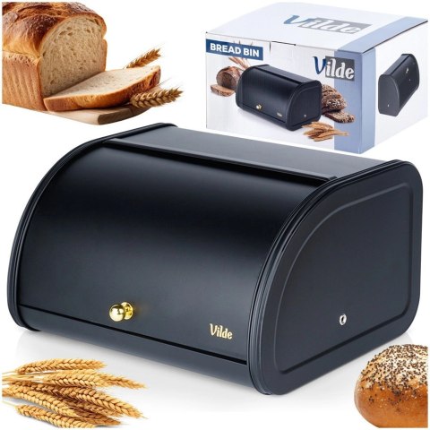 Grupa Orion Sp. z o.o. Chlebak Pojemnik na Chleb Metalowy Czarny Solidny VILDE 30 x 26,5 x 17,5 cm