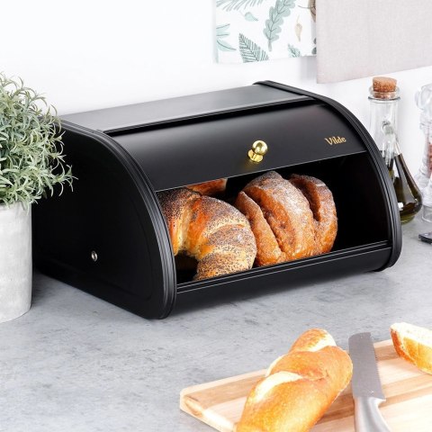 Grupa Orion Sp. z o.o. Chlebak Pojemnik na Chleb Metalowy Czarny Solidny VILDE 30 x 26,5 x 17,5 cm