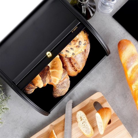 Grupa Orion Sp. z o.o. Chlebak Pojemnik na Chleb Metalowy Czarny Solidny VILDE 30 x 26,5 x 17,5 cm