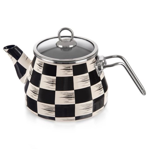 Grupa Orion Sp. z o.o. Czajnik Emaliowany ORION SZACHOWNICA 2 L ze Szklaną Pokrywką Indukcja