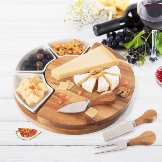 Grupa Orion Sp. z o.o. Deska do Serów ORION 7 el. z Nożami i Miseczkami Drewniana Zestaw 28 cm