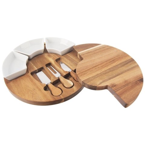 Grupa Orion Sp. z o.o. Deska do Serów ORION 7 el. z Nożami i Miseczkami Drewniana Zestaw 28 cm