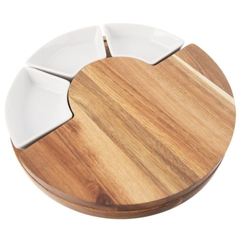 Grupa Orion Sp. z o.o. Deska do Serów ORION 7 el. z Nożami i Miseczkami Drewniana Zestaw 28 cm