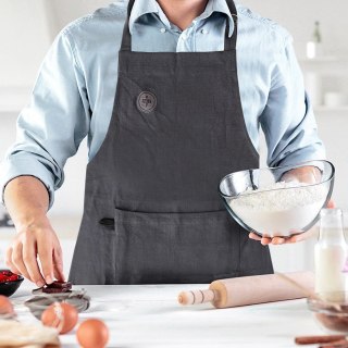 Grupa Orion Sp. z o.o. Fartuch Kuchenny Bawełniany ORION Szary Wiązany z Kieszenią 70x84 cm