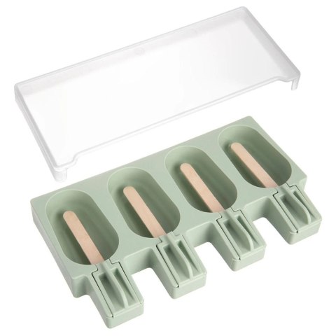 Grupa Orion Sp. z o.o. Forma do Lodów ORION Silikonowa Zielona Pokrywka na 4 szt. + Patyczki
