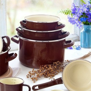 Grupa Orion Sp. z o.o. Garnek Emaliowany 4 L ORION BROWN Retro 22 cm Indukcja Zmywarka