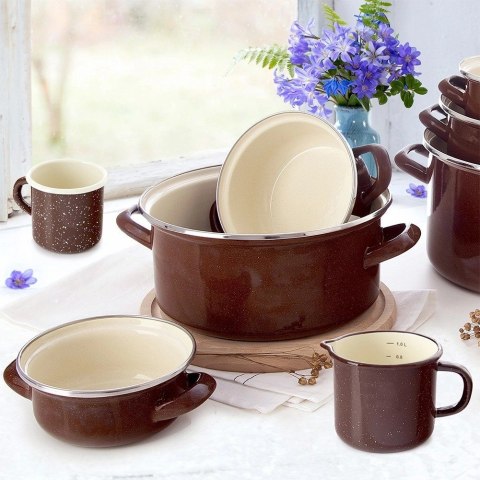 Grupa Orion Sp. z o.o. Garnek Emaliowany 4 L ORION BROWN Retro Średnica 24 cm Indukcja