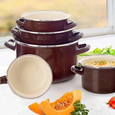 Grupa Orion Sp. z o.o. Garnek Emaliowany 11,5 L ORION BROWN Retro Duży 32 cm Indukcja