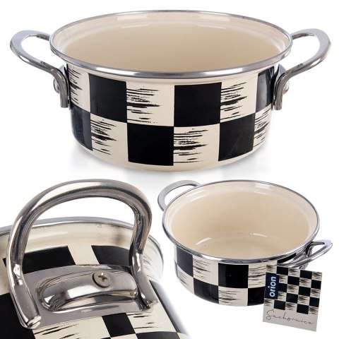 Grupa Orion Sp. z o.o. Garnek Emaliowany 1,5 L ORION SZACHOWNICA 18 cm Indukcja Zmywarka