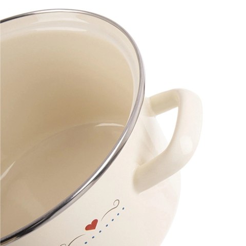 Grupa Orion Sp. z o.o. Garnek Emaliowany 1,4 L ORION TONCA Kremowy 16 cm Indukcja Zmywarka