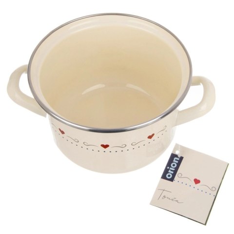 Grupa Orion Sp. z o.o. Garnek Emaliowany 1,4 L ORION TONCA Kremowy 16 cm Indukcja Zmywarka