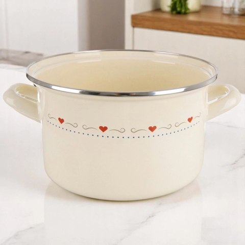 Grupa Orion Sp. z o.o. Garnek Emaliowany 4 L ORION TONCA Kremowy 22 cm Indukcja Zmywarka