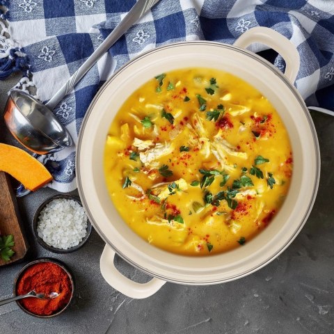 Grupa Orion Sp. z o.o. Garnek Emaliowany 4 L ORION TONCA Kremowy 22 cm Indukcja Zmywarka