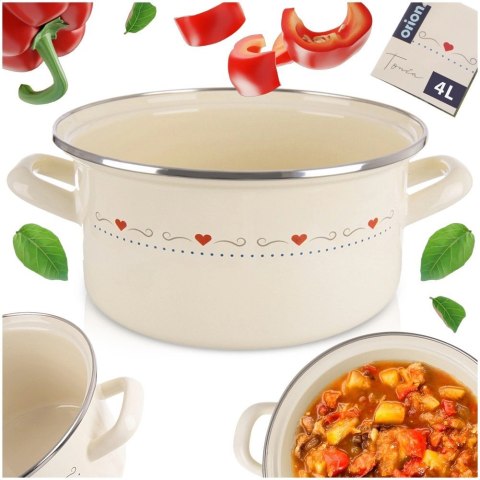 Grupa Orion Sp. z o.o. Garnek Emaliowany 4 L ORION TONCA Kremowy 24 cm Indukcja Zmywarka