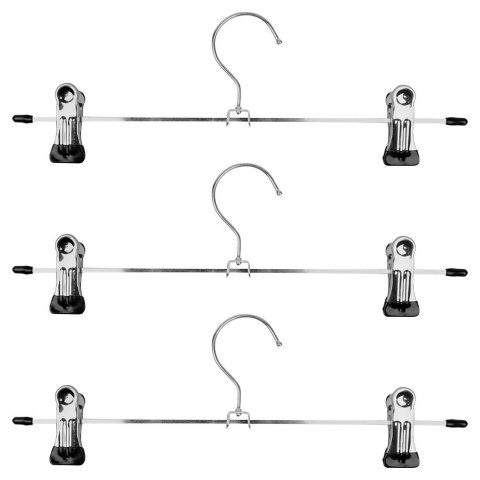 AM/63 Wieszak na Spodnie z Klipsami 3 szt. STORAGE SOLUTIONS Metalowy 29,5 cm