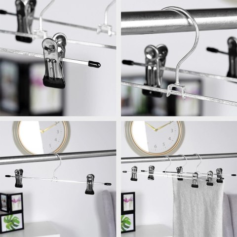 AM/63 Wieszak na Spodnie z Klipsami 3 szt. STORAGE SOLUTIONS Metalowy 29,5 cm