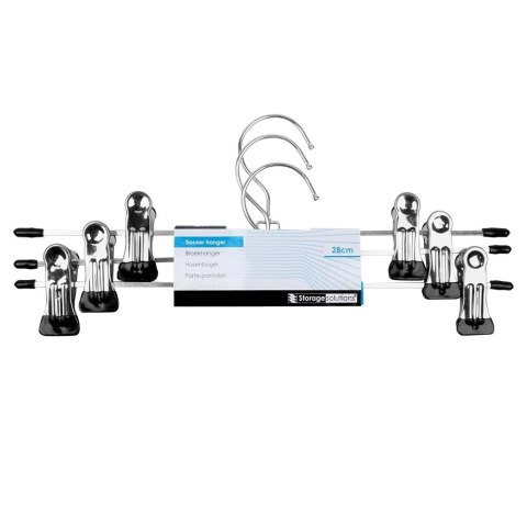 AM/63 Wieszak na Spodnie z Klipsami 3 szt. STORAGE SOLUTIONS Metalowy 29,5 cm