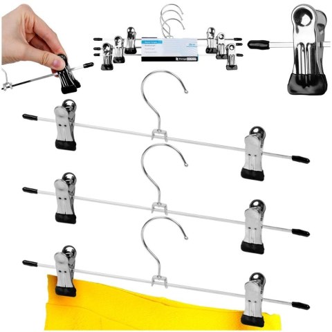 AM/63 Wieszak na Spodnie z Klipsami 3 szt. STORAGE SOLUTIONS Metalowy 29,5 cm