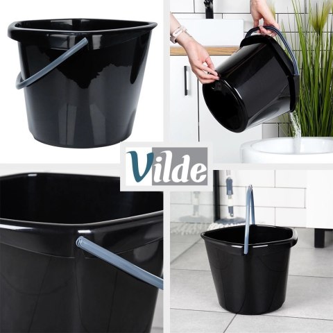 Grupa Orion Sp. z o.o. Wiadro Gospodarcze Plastikowe Czarne 10 L VILDE Wygodna Wylewka