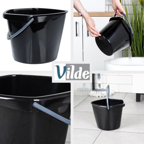 Grupa Orion Sp. z o.o. Wiadro Gospodarcze Plastikowe Czarne 5 L VILDE Wygodna Wylewka