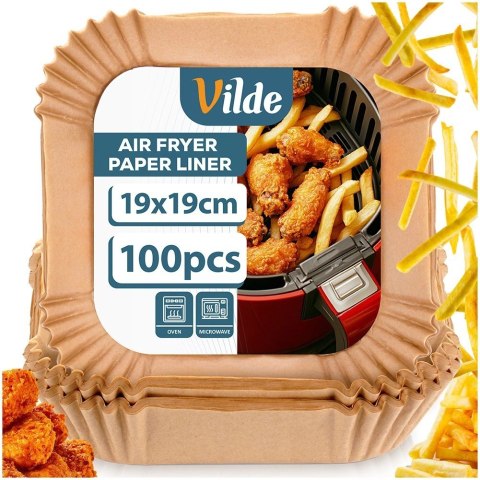 Grupa Orion Sp. z o.o. Wkład do Frytkownicy Air Fryer 100 szt. VILDE Papier Kwadratowy 19 x 19 cm