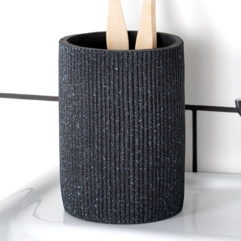 EDCO Eindhoven BV Kubek Łazienkowy Ceramiczny Czarny 7,5 x 10,5 cm ALPINA Ryflowany