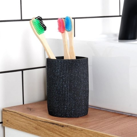 EDCO Eindhoven BV Kubek Łazienkowy Ceramiczny Czarny 7,5 x 10,5 cm ALPINA Ryflowany