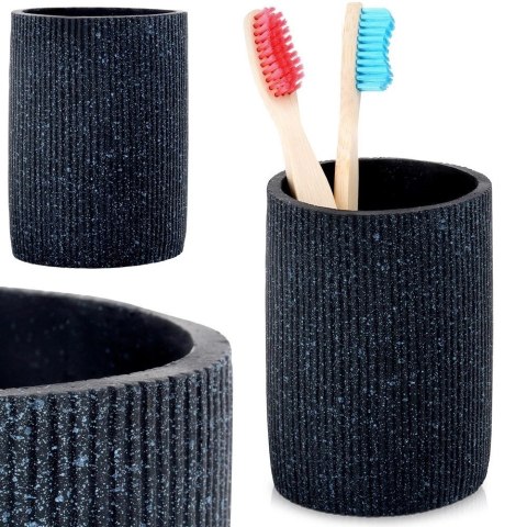 EDCO Eindhoven BV Kubek Łazienkowy Ceramiczny Czarny 7,5 x 10,5 cm ALPINA Ryflowany