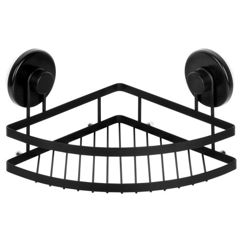 AM/63 Półka pod prysznic metalowa czarna na przyssawki narożna 24x18x12,5 cm