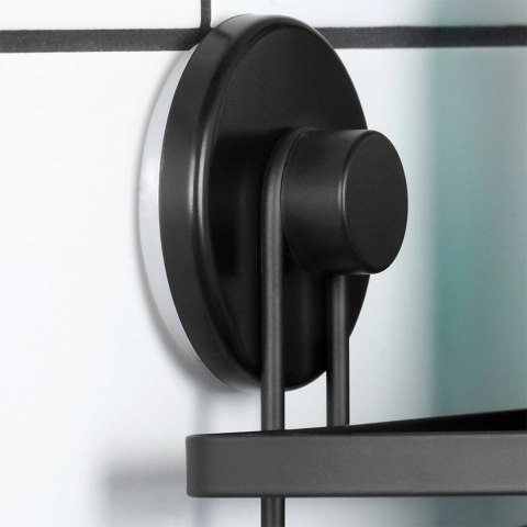 AM/63 Półka pod prysznic metalowa czarna na przyssawki narożna 24x18x12,5 cm