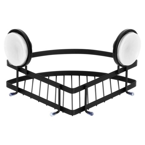 AM/63 Półka pod prysznic metalowa czarna na przyssawki narożna 24x18x12,5 cm