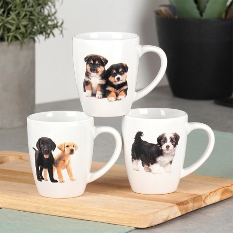 Grupa Orion Sp. z o.o. Kubki Ceramiczne Psy 220 ml 3 Szt. ORION do Zmywarki i Mikrofali