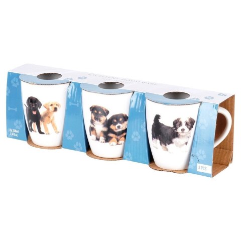 Grupa Orion Sp. z o.o. Kubki Ceramiczne Psy 220 ml 3 Szt. ORION do Zmywarki i Mikrofali