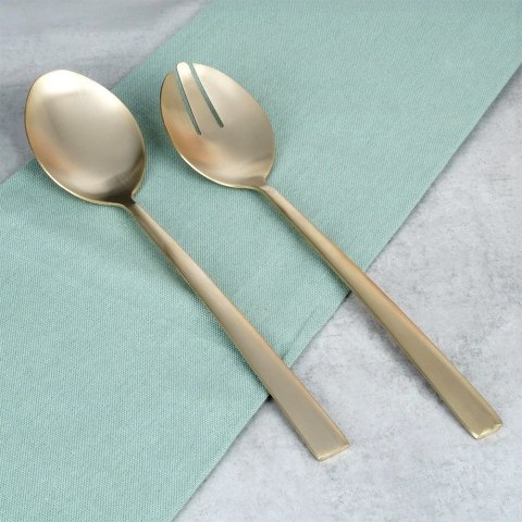 Grupa Orion Sp. z o.o. Łyżki do Sałatek Stal Nierdzewna Złote 25 x 5,5 cm 2 Szt. EXCELLENT