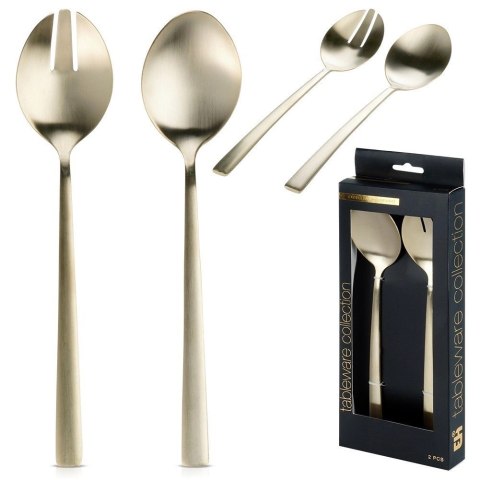 Grupa Orion Sp. z o.o. Łyżki do Sałatek Stal Nierdzewna Złote 25 x 5,5 cm 2 Szt. EXCELLENT