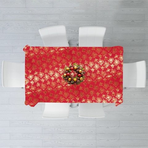 Grupa Orion Sp. z o.o. Obrus Świąteczny Plamoodporny 220 x 150 cm Czerwony EXCELLENT HOUSEWARE