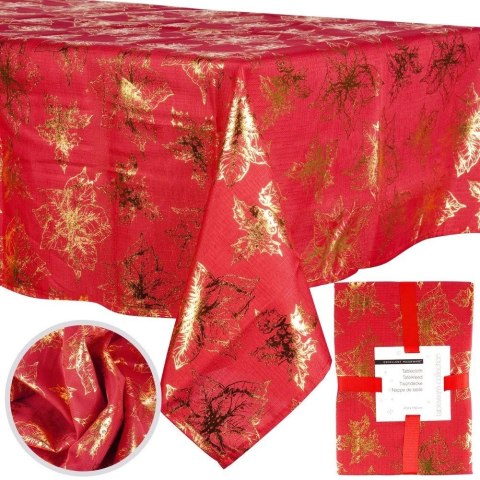 Grupa Orion Sp. z o.o. Obrus Świąteczny Plamoodporny 220 x 150 cm Czerwony EXCELLENT HOUSEWARE