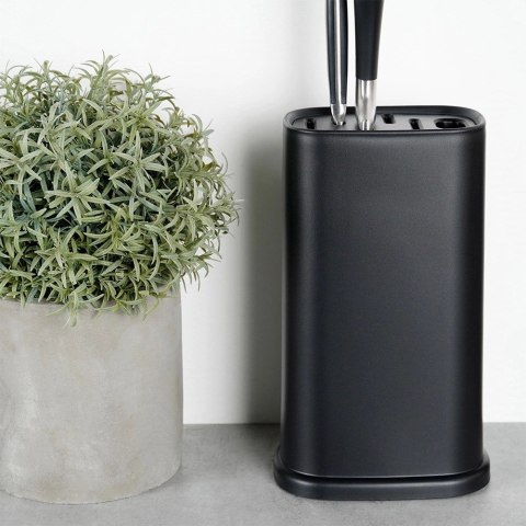 Grupa Orion Sp. z o.o. Stojak na Noże Czarny z Przegródkami 21 cm Antypoślizgowy EH