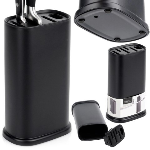 Grupa Orion Sp. z o.o. Stojak na Noże Czarny z Przegródkami 21 cm Antypoślizgowy EH