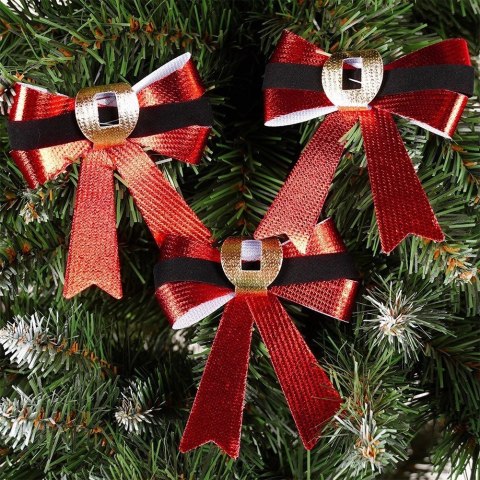 Grupa Orion Sp. z o.o. Kokarda Dekoracyjna Świąteczna HSD 3 szt. 10 x 10 cm Czerwona Połysk