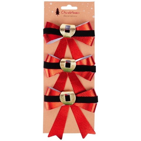 Grupa Orion Sp. z o.o. Kokarda Dekoracyjna Świąteczna HSD 3 szt. 10 x 10 cm Czerwona Połysk