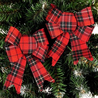 Grupa Orion Sp. z o.o. Kokarda Dekoracyjna Świąteczna HSD 2 szt. Kratka 13 x 17 cm do Ozdoby