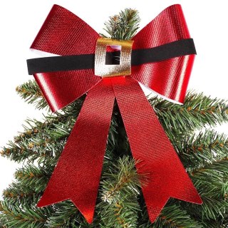 Grupa Orion Sp. z o.o. Kokarda Dekoracyjna Świąteczna HSD Duża 22 x 28 cm Czerwona Choinka
