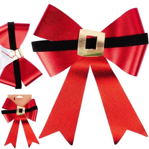 Grupa Orion Sp. z o.o. Kokarda Dekoracyjna Świąteczna HSD Duża 22 x 28 cm Czerwona Choinka